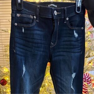 Express Women's Distressed Indigo Skinny Jeans